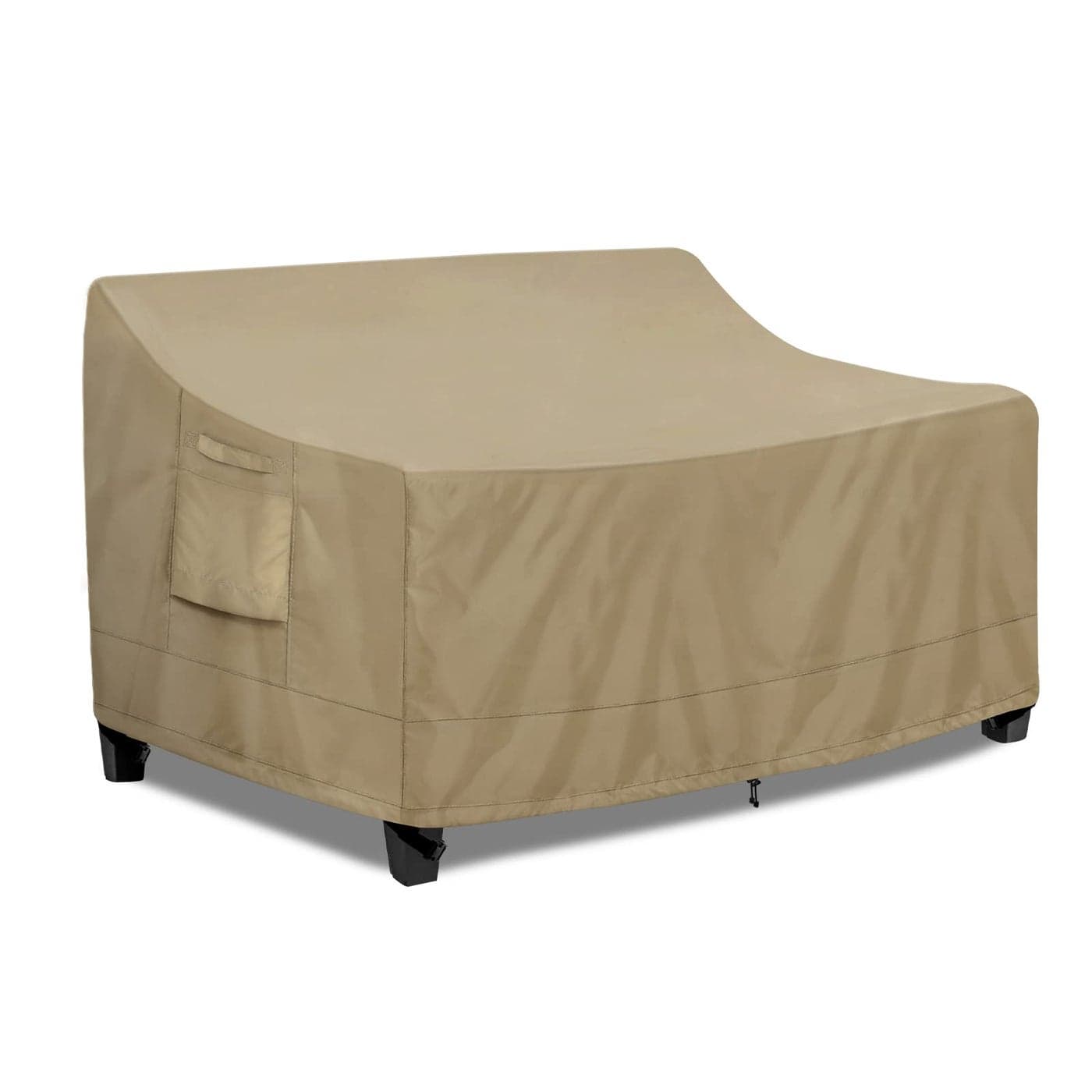 PureFit Outdoor Couch Cover Waterproof Patio Sofa Furniture Covers 2Seater Outdoor Loveseat Cover with Air Vent and Handles 60W x 35D x 35H Inches Camel