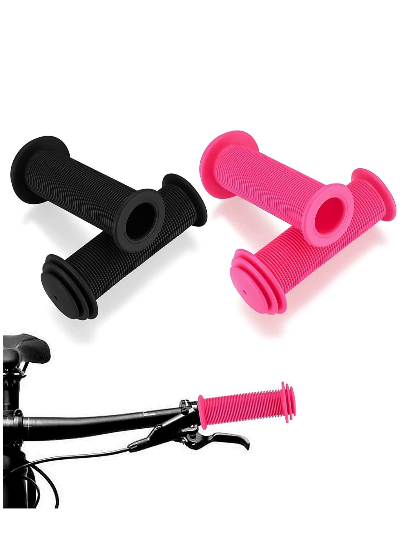 SYOSI Bicycle Handlebar Grips Bike 22mm Non-Slip Rubber Bikes Short for Children Standard BMX Mountain Black Red 2 Pairs