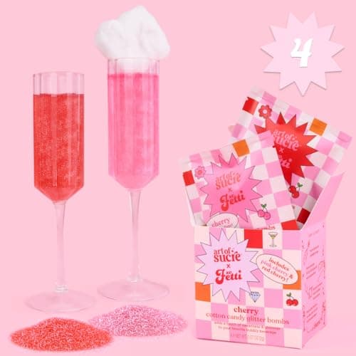 xo, Fetti x Art of Sucre Cotton Candy Glitter Drink Bombs - 4 pc Cherry Flavor, Red + Pink Edible Glitter | Bachelorette Decorations, Birthday Party Favor, Bridal Shower Supplies, Bridesmaid Gift, 21st Bday, Goodie Bag