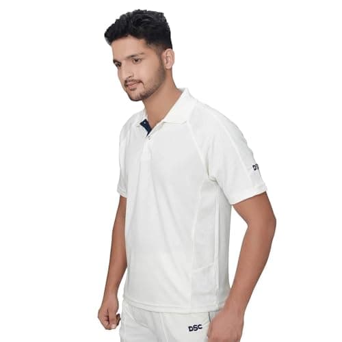 DSC Passion Half Sleeve Polyester Cricket T-Shirt Size 26 (White/Navy) (1500235)