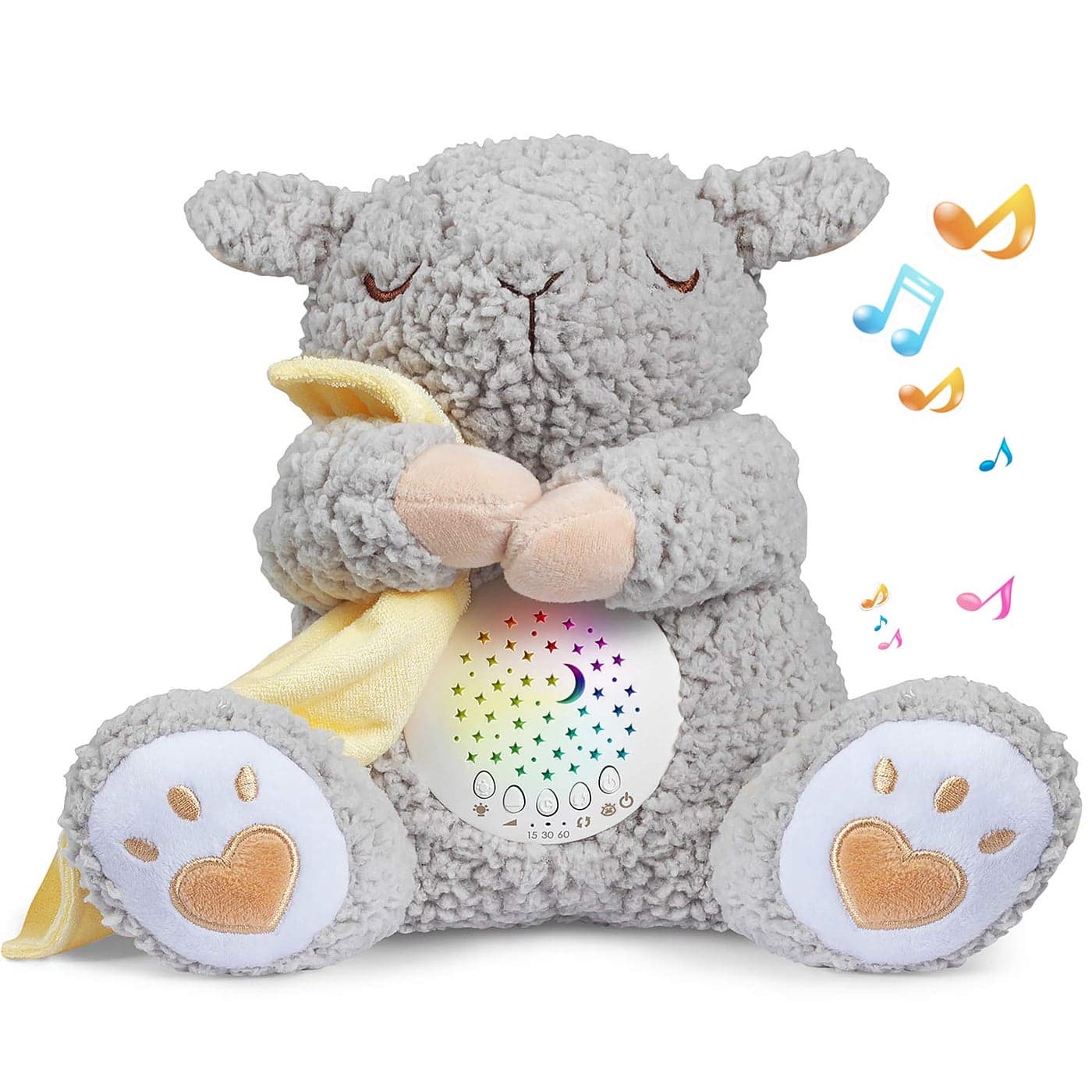 BEREST Rechargeable Baby Sleep Soother Moms Heartbeat Babies Cry Sensor Lullabies White Noise Sound Nursery Decor Night Light Projector Toddler Crib Sleeping Aid Boys Girls Shower Gifts