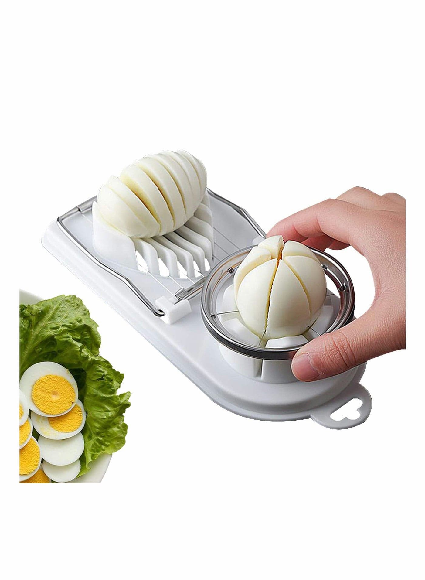 Egg Slicer, Egg Slicer for Hard Boiled Eggs, Stainless Steel Wire Egg Slicer,with 2 Slicing Styles, Heavy Duty Aluminium Egg Cutter Dishwasher Safe for Egg Strawberry Soft Fruit