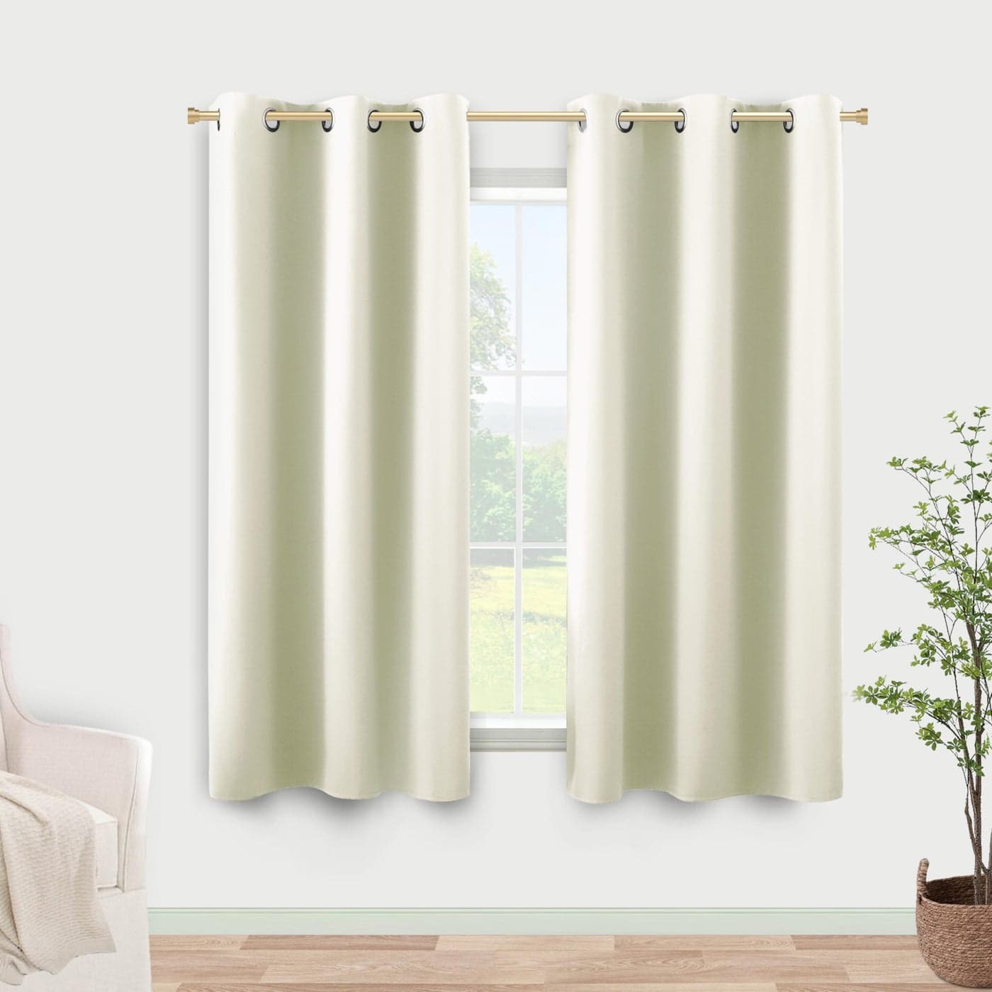 KOUFALL Cream Black Out Curtains 54 Inch Long for Short Living Room WindowSets 2 Panels Room Darkening Ivory Blackout Heavy Thermal Insulating Boho Kitchen CurtainsOff White54 in Length