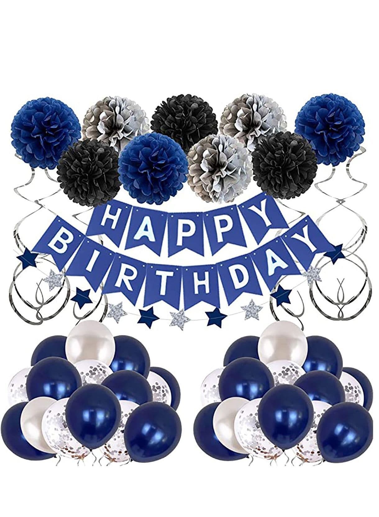Birthday Decorations Men Blue Party for Women Boys Grils, Happy Balloons Decor Suit
