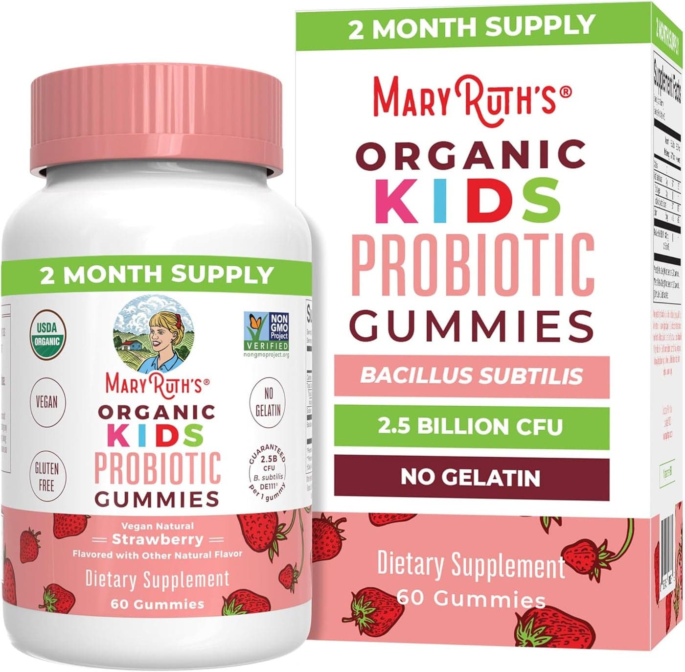 Kids Probiotics for Digestive Health USDA Organic Probiotic Gummies 2 Month Supply Probiotics for Kids Immune Support Gut Health Supplement Vegan NonGMO Gluten Free 60 Count