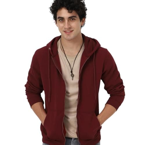 Neostreak Men's Fleece Neck Hooded Regular Fit Sweatshirt (neoswtsolhdzip-03-vnmarn-X_Large_Maroon