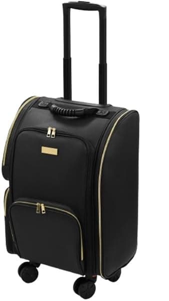 Makeup Train Case Large Makeup Bag Travel Makeup Organizer Case Professional Cosmetic Bag Makeup Artist Storage Bag Travel Makeup Box with 5 Clear Bag, 1-Black, Medium