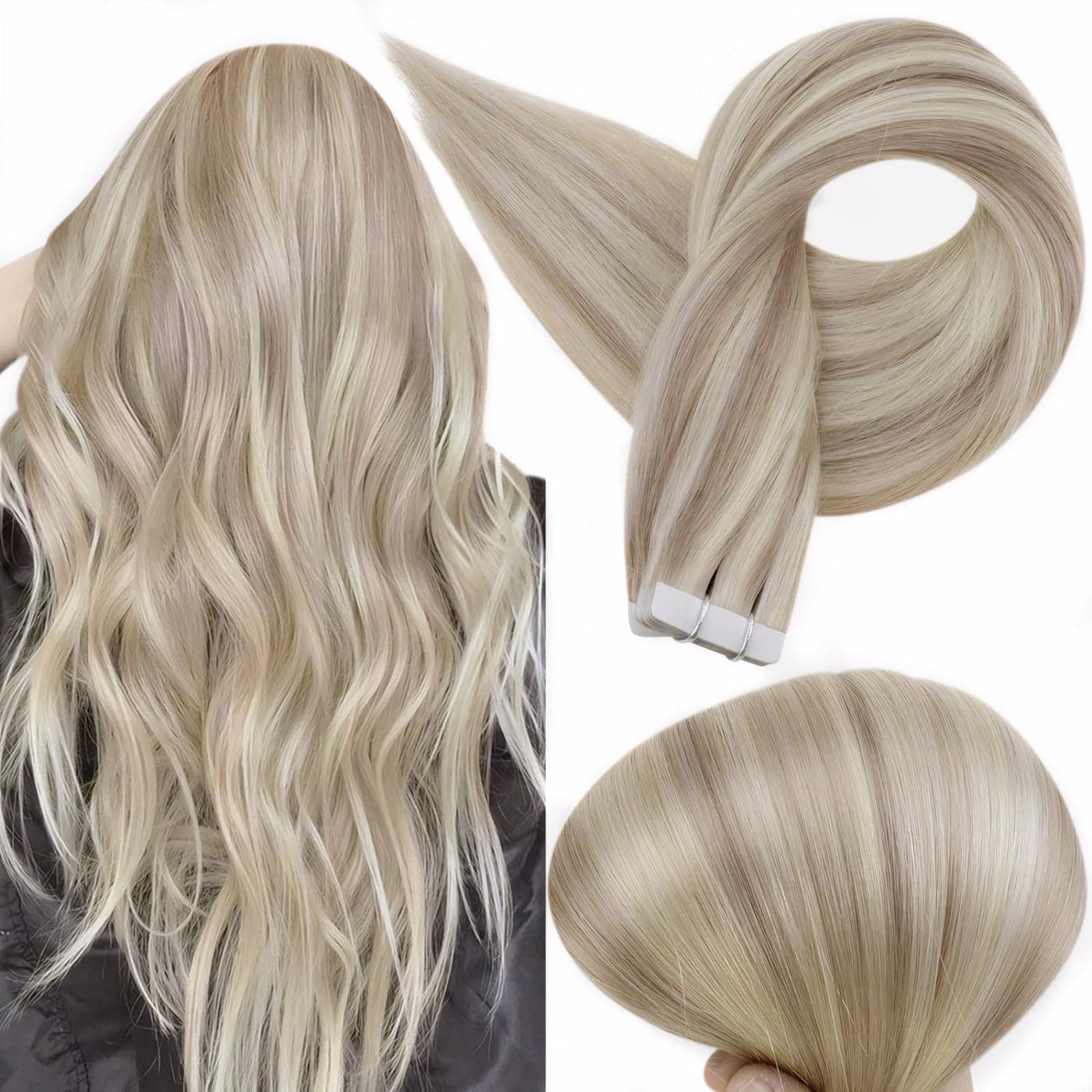 Full Shine Remy Tape in Hair Extensions 22Inch Double Sided Tape in Extensions Seamless Skin Weft Silky Straight Real Human Hair Extension Piano Color 18613 Extension 50G 20Pcs Adhesive Tapes
