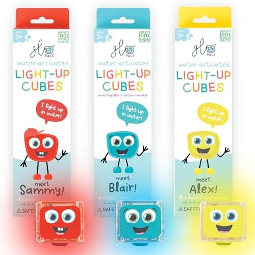 Glo Pals WaterActivated LightUp Cubes Bundle for Sensory Play 12 Pack Primary Pals