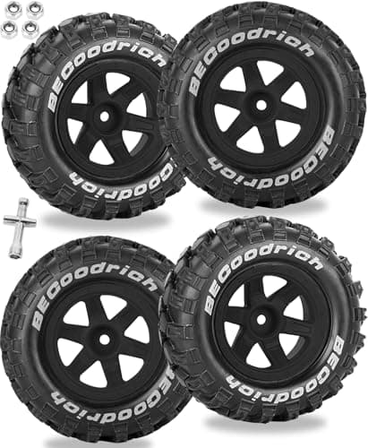 RCarmubWow RC Wheels and Tires OffRoad Buggy Tires for 112 114 116 RC Off Road Monster Truck EREVO Summit REDCAT HPI SAVAGEGT2XS Volcano16112 114 116 Wheels Tires Set PregluedBlack