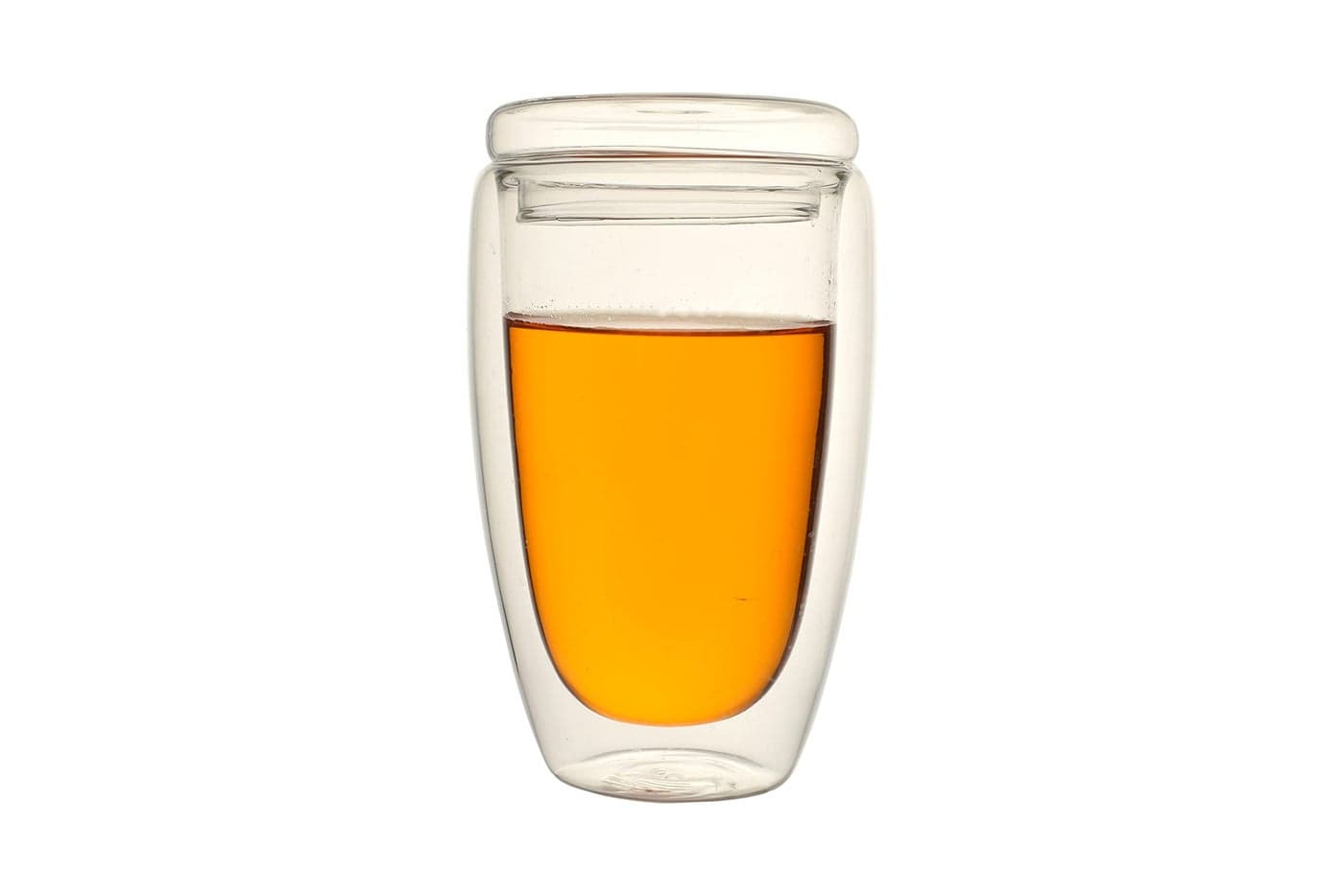 Baskety Nice Design Double Wall Glass Teacup with Cover Lid Heat Protection Anti-scalding Portable Coffee Mugs 350ml Each. (18A Pack of 1)