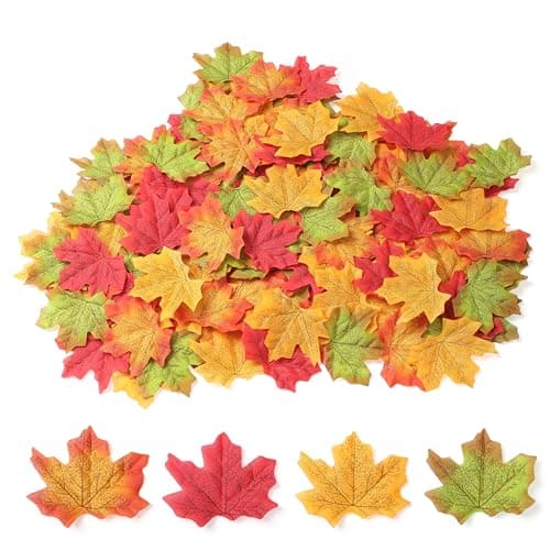SITUMEIZI 400PC Fake Fall Leaves Autumn Fall Decor Maple Leaf for Wedding Party Halloween Thanksgiving Decorations 4 Colors