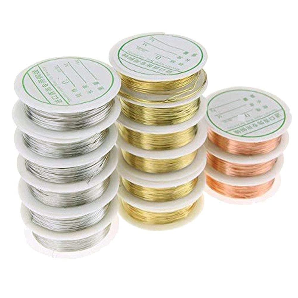 DIY Crafts 3 Pcs Silver Gold Copper Wire Craft Beads Rope Beading Wire for Bracelet Necklace Jewelry Diy Accessories Copper 08mm Multicolor 3 Pcs 1 Pc Each Color