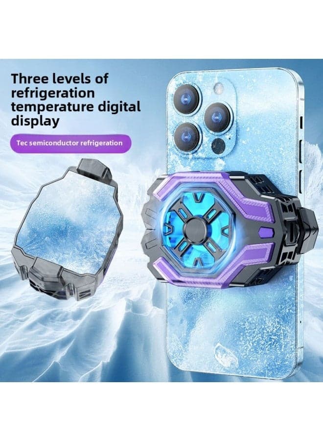 Mobile Phone Radiator Full Set Of Semiconductor Back Clip Dual-core Refrigeration High-power Game Live Dedicated Cooling Artifact-Color:【Digital Display Temperature Three-gear Refrigeration】 TEC Enh