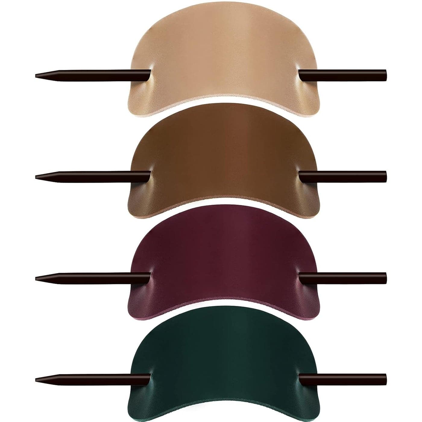 4 Pieces Oval Faux Leather Hair Barrettes with Wooden Sticks Handmade Slide Barrettes Hair Accessories for Women and Girls