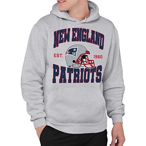 Junk Food Clothing x NFL New England Patriots Team Helmet Unisex Adult Pullover Fleece Hoodie for Men and Women Size Large