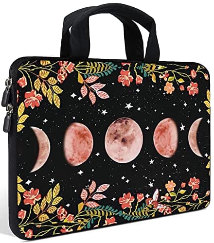 AMARY Laptop Sleeves 11.6" 12" Laptop Handle Bag Neoprene Notebook Carrying Pouch Chromebook Sleeves case Ultrabook Case Tablet Cover Fit Apple MacBook Air HP DELL Lenovo Asus(Flowers Moon)