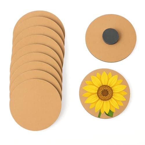 Poppotato DIY MDF Wood Sheet Craft Magnet - Plain MDF Fridge Magnet Blanks Cutouts Set for Painting Wooden Sheet Craft, Decoupage, Resin Art Work - Set of 10