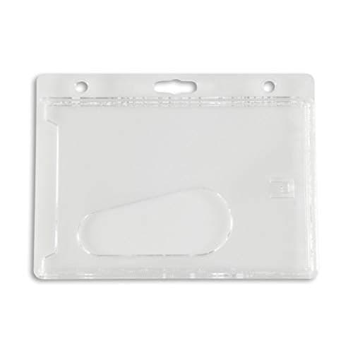 Clear Horizontal Hard Plastic Badge Holder - Credit Card Size - 50 Pack