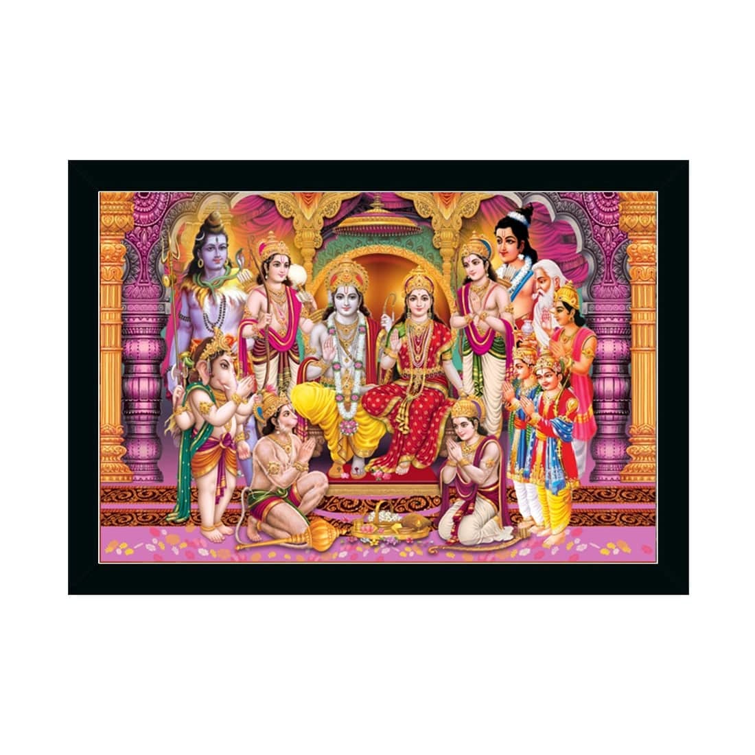 Dharvika Innovations Ayodhya Ram Mandir Photo FrameShree Ram Darbar Photo Frame 2108 14 20 Inch 11x14 Inch