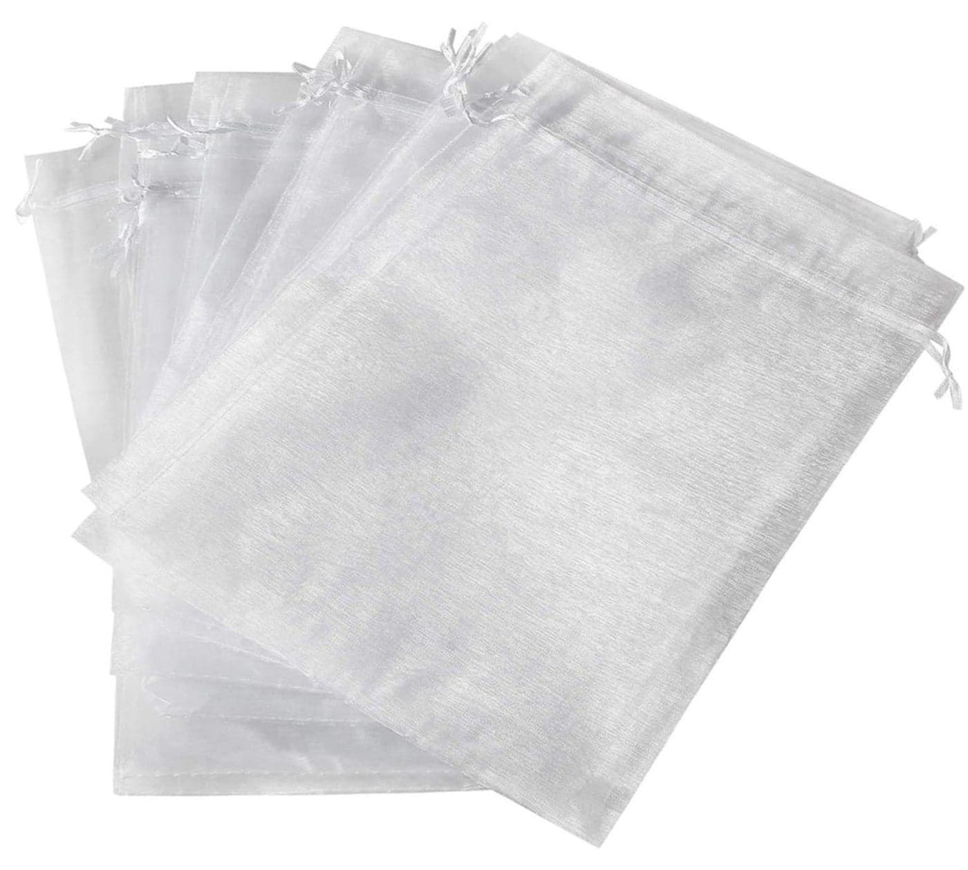 Pack of 50 Organza Gift Bags, 20 x 30 cm/ 7.9 x 11.8 Inches, Jewellery Drawstring Bags for Birthday and Wedding, Party, Gift Packaging (White)