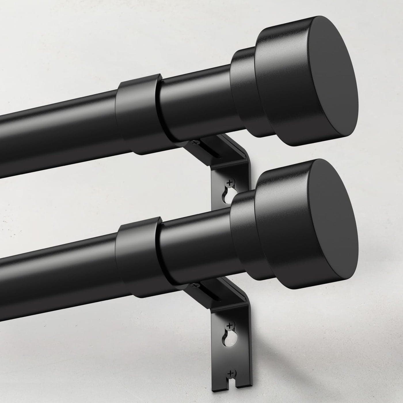 IFELS 2 Pack Heavy Duty Curtain Rods for Windows 66 to 120 Inch 1 Inch Black Adjustable Curtain Rod Set with Easy Installation and Modern Design A1Black301202Pack