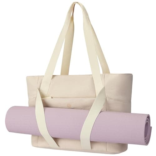 Axcone Womens Yoga Tote Bag with Luggage Sleeve Mat Straps Gym Work Bag for Office Commute SportsTravel White