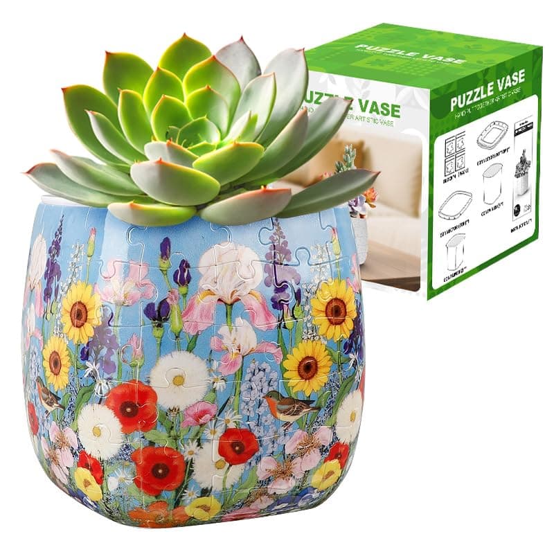 3D Puzzle Vase 96 Unique Succulent Flower Vase Puzzle Pieces for Adults Curved Plastic Vase Exquisite Decorative Gift for Flower Arrangements and Home DecorationCrafts for Adults Various Flowers