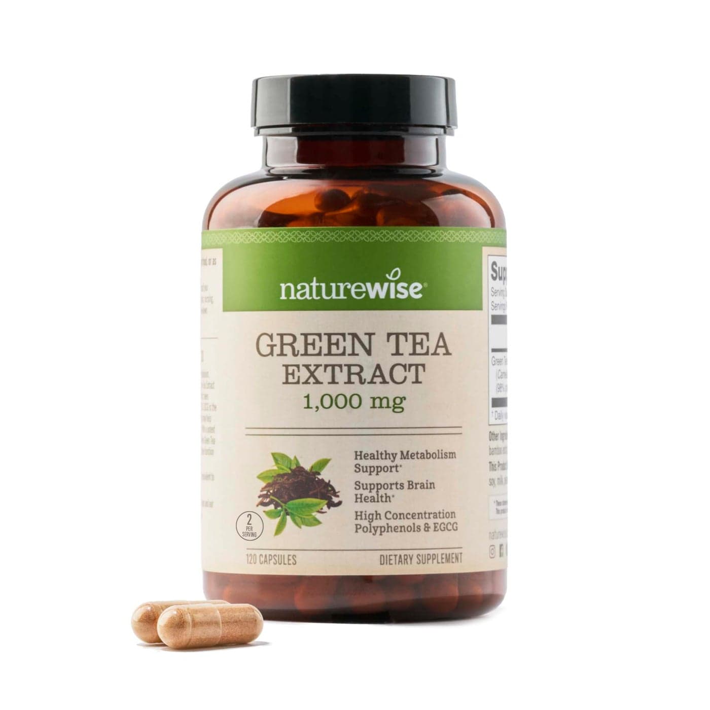 NatureWise Green Tea Extract Capsules 1000 mg 50 EGCG 98 Polyphenols Extra Strength Green Tea Pills Antioxidants for Heart Health Energy Vegan NonGMO 120 Count90Day Supply