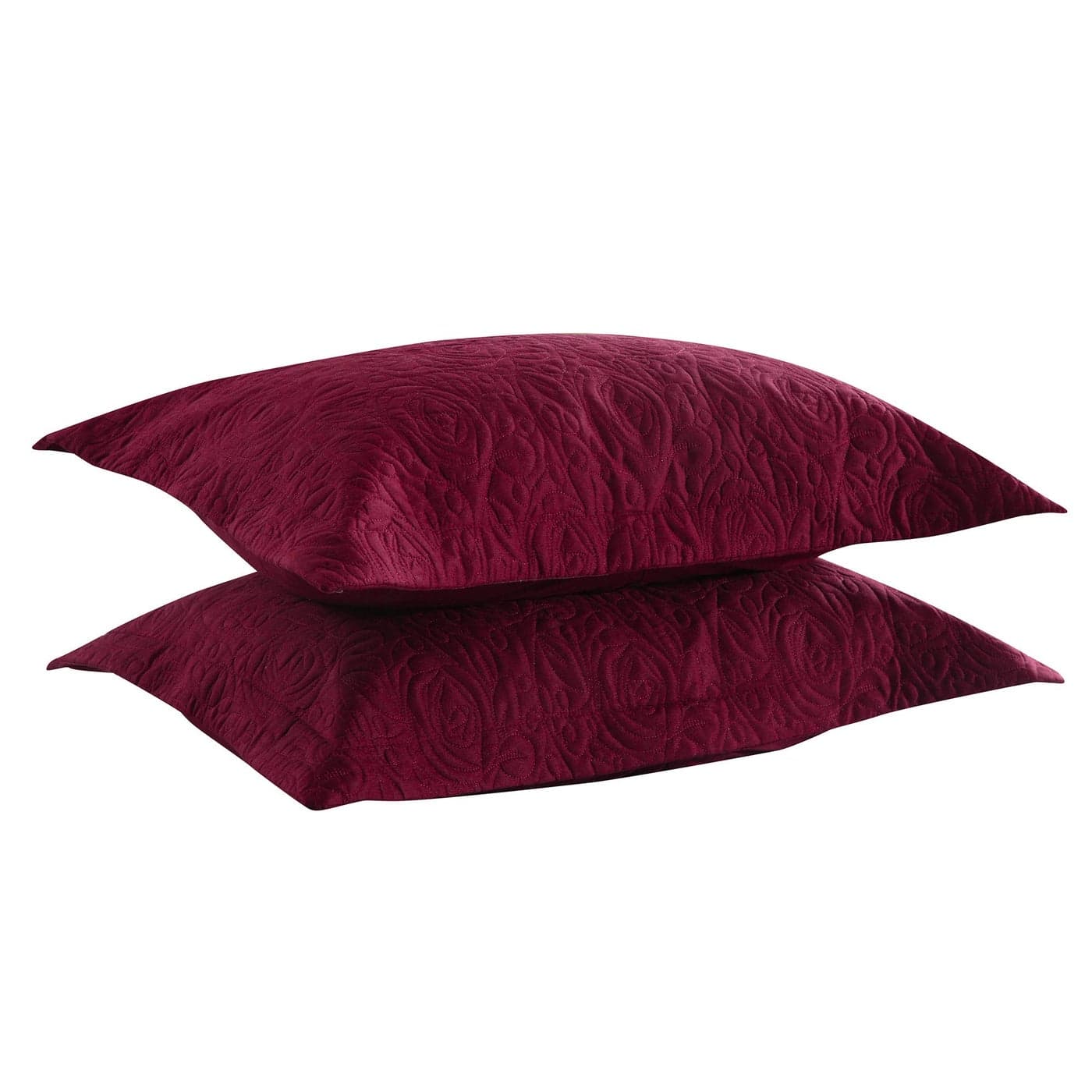 MarCielo 2Piece Embroidered Pillow Shams Decorative Microfiber Pillow Covers Set Standard Size Dark Burgundy