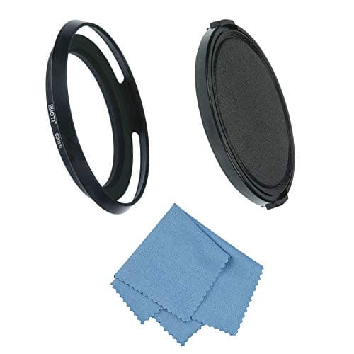 SIOTI 62mm Lens Hood, Oxidation Matte Anti Reflective Treatment, Aluminum Alloy, with 1 * 77mm Lens Cap, Compatible with Sony/Canon/Nikon/Fuji etc >24mm Camera Lens