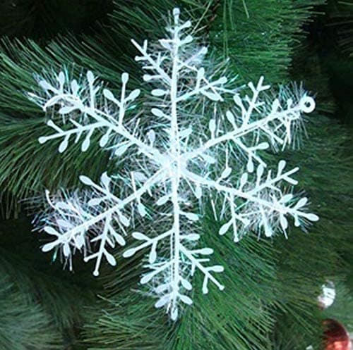 Kharidolive Christmas Tree Hanging Ornaments Snowflakes White_10Cm Pack of 30