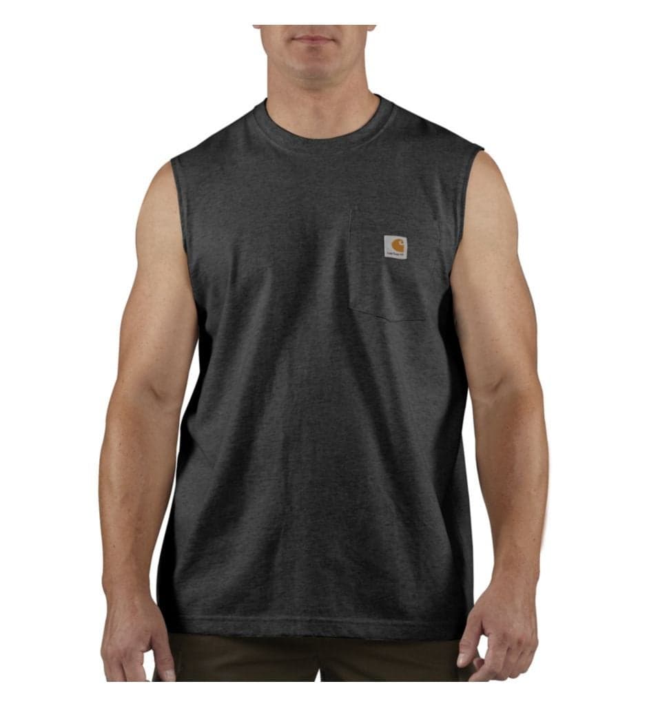 Carhartt Men's Workwear Pocket Sleeveless Midweight T-Shirt Relaxed Fit,Black,Small