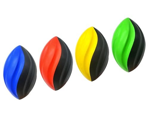 LMC Products 7 Spiral Mini Football for Kids 4 Pack Foam Footballs for Kids Soft Small Footballs Red Yellow Blue and Green