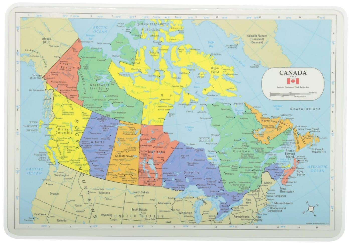 Painless Learning Canada Map Placemat 12 x 17 12 inches