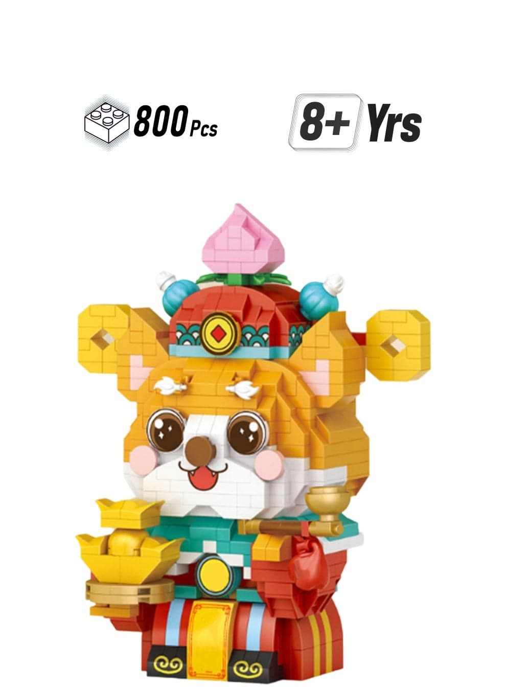 800pcs Fortune And Prosperity Cartoon Model Set Building Blocks Creative Diy Collection Building Assembly Toys Children Adult Home Furnishings