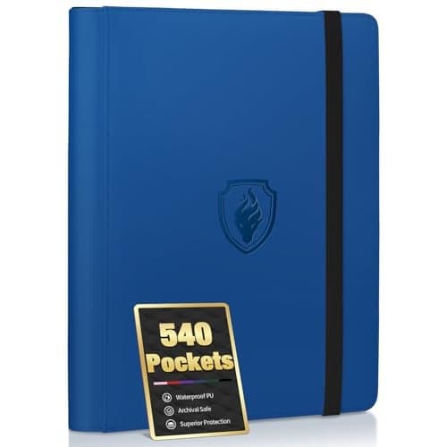 Premium 9 Pocket Card Binder for 540 Cards Fabmaker PU Cover Trading Card Binder Sturdy Card Collection Album Sleek Card Holder Folders for Game Cards Sports Cards Royal Blue