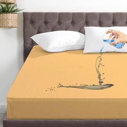 Rajasthan Crafts Cotton Terry Ultra Soft Waterproof Mattress Protector Fits Upto 8 inch Bed Breathable Hypoallergenic Mattresses Cover 72x36 inch 6x3 feet Beige