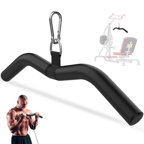 Anobeyi LAT Pull Down Attachment Gym Tricep Rope Machine LAT Pulldown Bar Strength Training Gym Equipment Accessory Ergonomic Curl Bar for Seated Rowing High Pull Downs 19in WBar