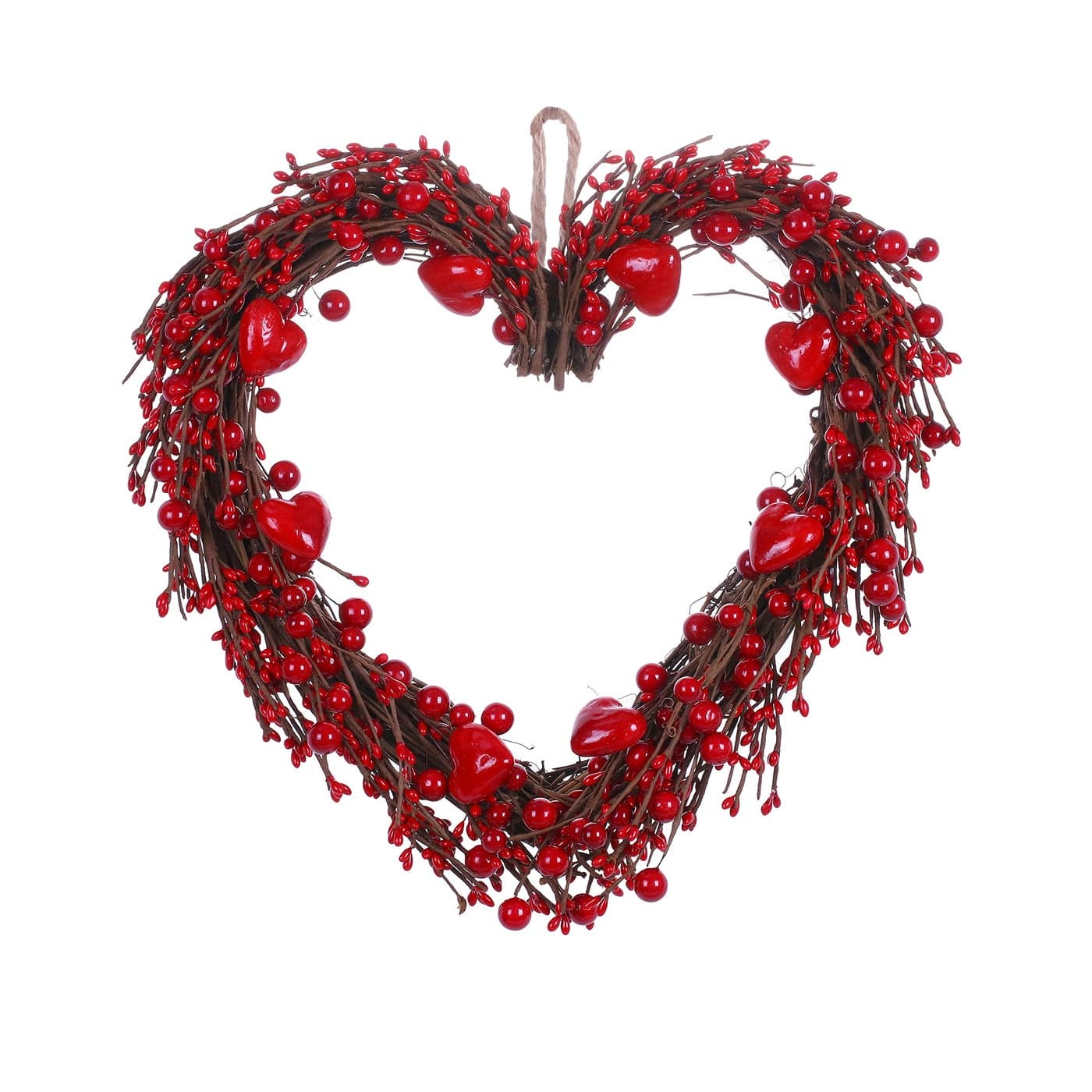 VioletEverGarden Valentines Day Wreath15 Heart Shaped Wreath with Red Berries for Valentines Day Wedding Festival Decor