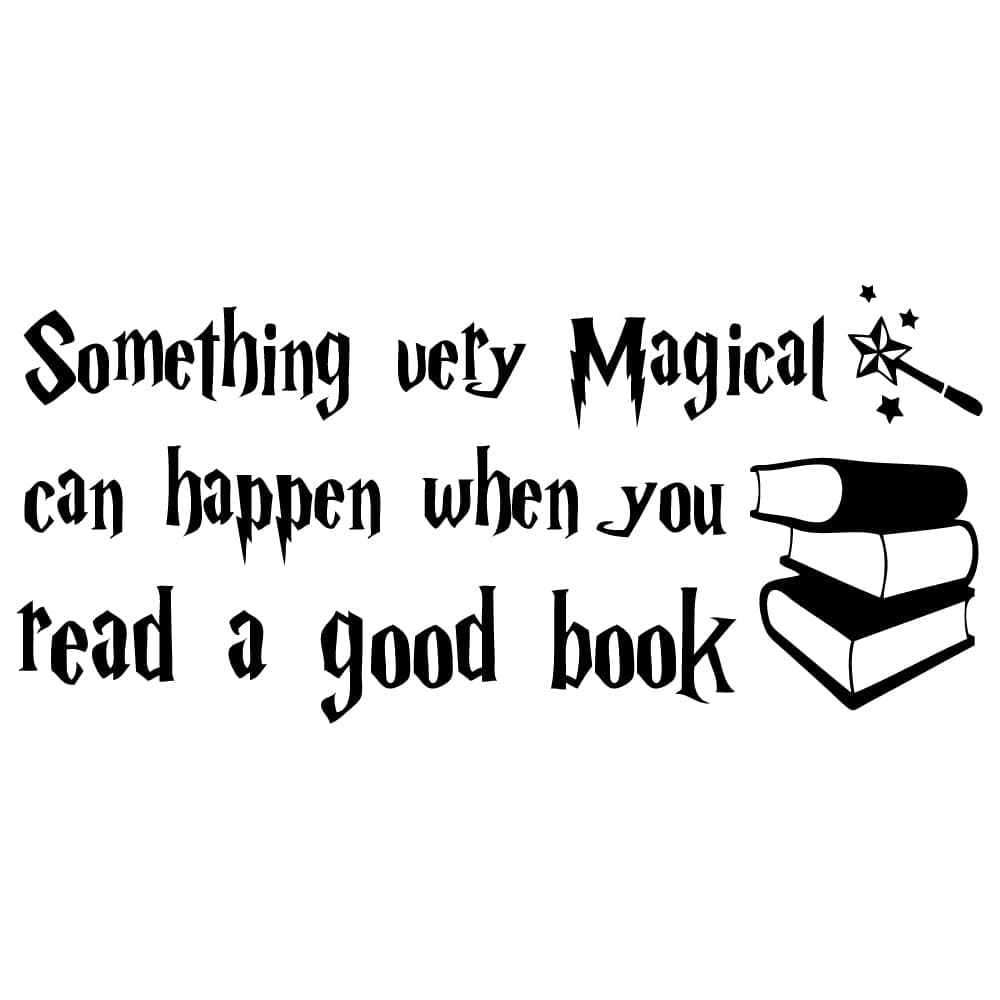 Something Very Magical can Happen When You Read a Good Book Magic Wand Vinyl Wall Decal Study Room Library Dcor Art Letters Decoration