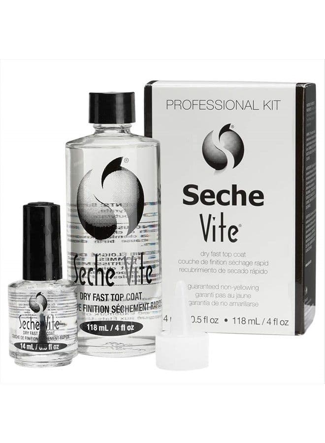 Vite Dry Fast Top Coat Professional Kit, 4 oz Refill & 0.50 oz