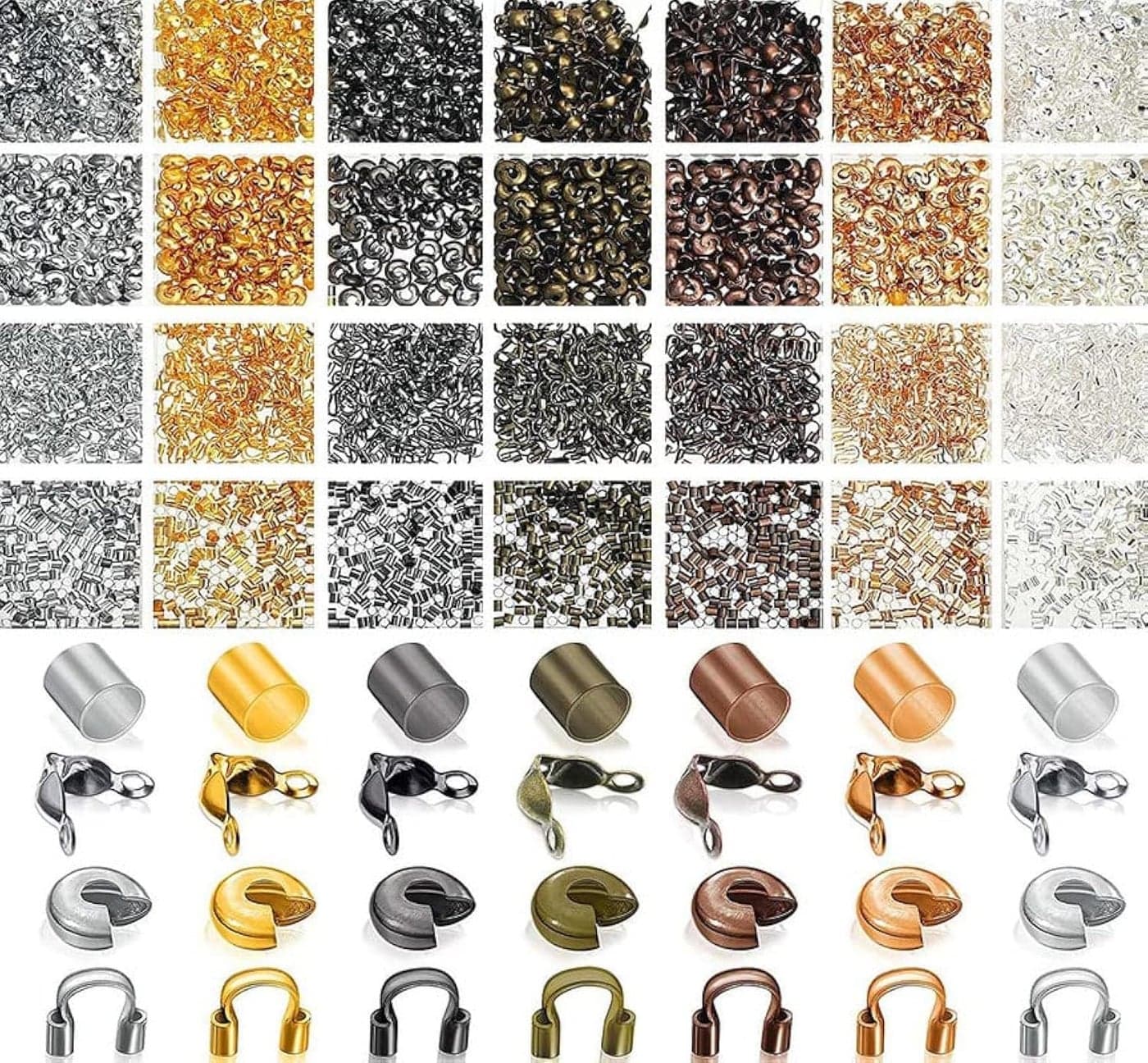DIY Crafts 50 Pcs, Bright Gold, Brass Tube Crimp Beads Crimp Beads Knot Covers Wire Guardians Bead Tips Knot Covers for DIY Jewelry Bracelets Necklaces Making (Uns (50 Pcs, Bright Gold)