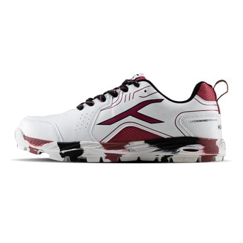 Hundred Pitch Force Limited Edition Cricket Shoes | Terraspike Studs | Embedded Support Plate for Stability | Lightweight & Durable | Ideal for All Surfaces (White/Purple/Black ; UK 1)
