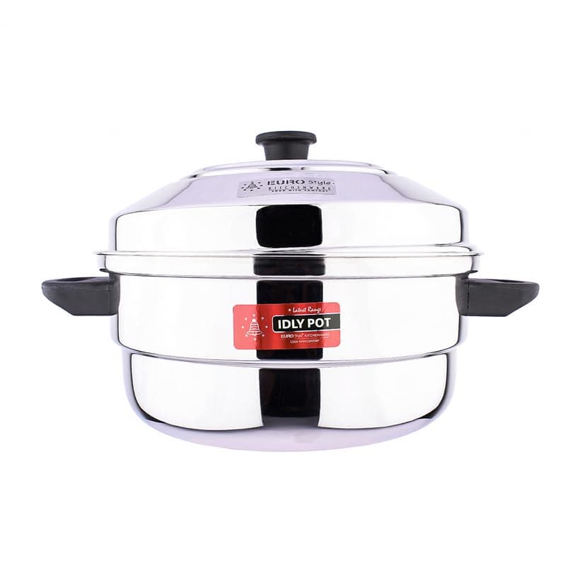 Eurostyle Stainless Steel Royal Idli Steamer with Lid, Steamer Section & Bottom – Multi-Tier Steaming Cookware for Idli, Dhokla, Modak & More (Deluxe, 12 Idlies)