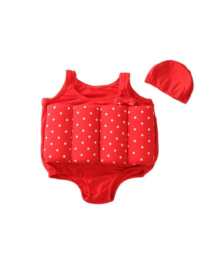 Children's Buoyancy Swimsuit Baby Swimsuit One-piece Girl Toddler 2-3 Years Old Toddler 1 Boy Swimsuit Baby-Color:Red Dot Style-