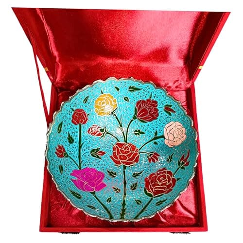 Professional Handicrafts Brass Decorative Bowl for Table, Diwali Home Decor,Wedding Anniversary Gift for Couples Marriage, Corporate Clients - 7.5 Inch, Multicolor