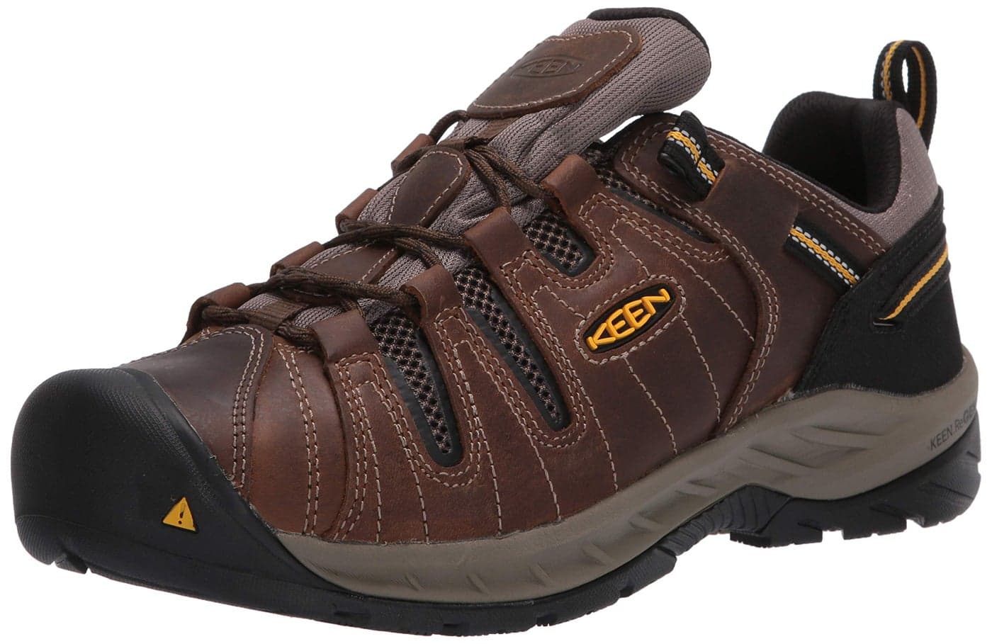 KEEN Utility Flint 2 Low Height Leather Soft Toe Work Shoes mens Cascade BrownGolden Rod 13 Wide