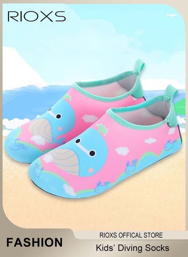 Flat Comfort Barefoot Shoes for Kids, Toddler Baby Girls Boys Barefoot Water Shoes, Quick Dry Barefoot Aqua Socks, Summer Beach Socks Shoes, Non-Slip Barefoot Sports Shoes, Snorkelling Diving Socks for Toddler Big/Little Kids, Children's Fashion Footwear, Pink Whale Slip-ons Shoes