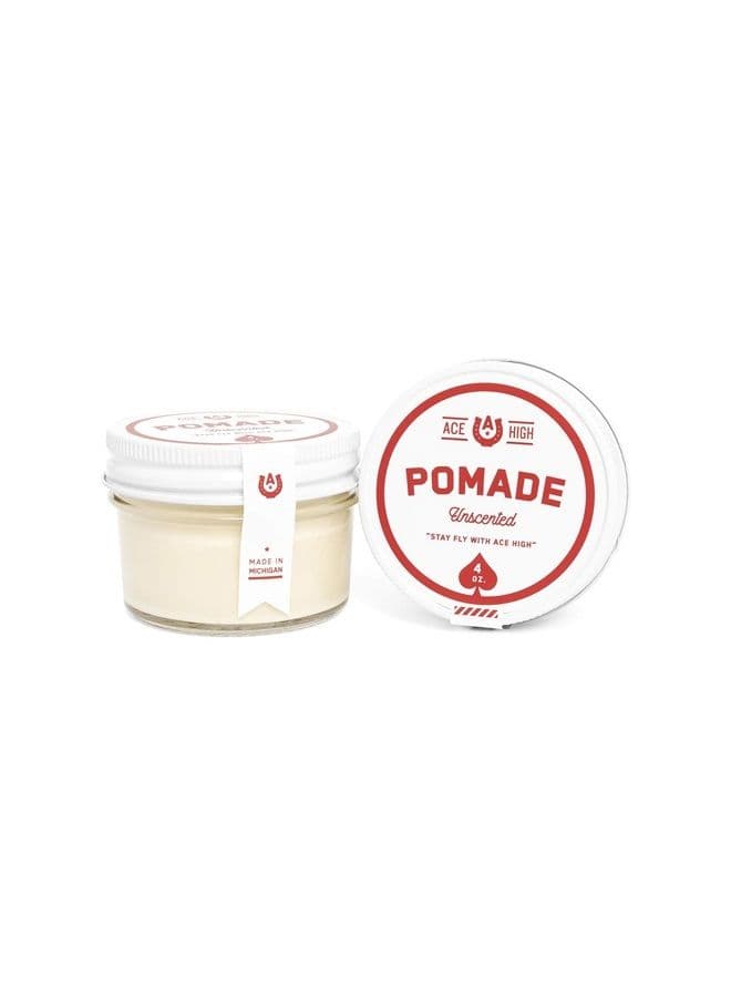 Unscented Pomade, Strong Hold, Natural Shine, Water Based, Hand Crafted, 4oz